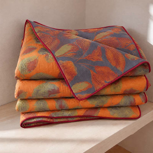 Orange Autumn Leaf Cotton Gauze Quilt - Orange - Summer Quilt - King - image 0