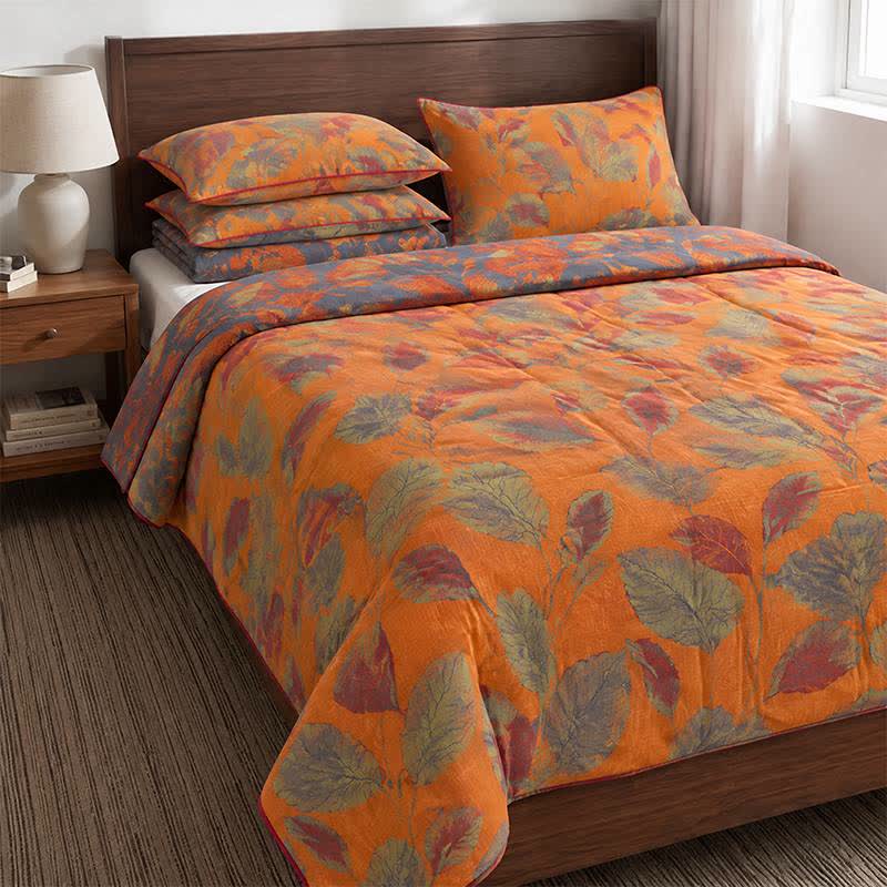 Orange Autumn Leaf Cotton Gauze Quilt - image 2