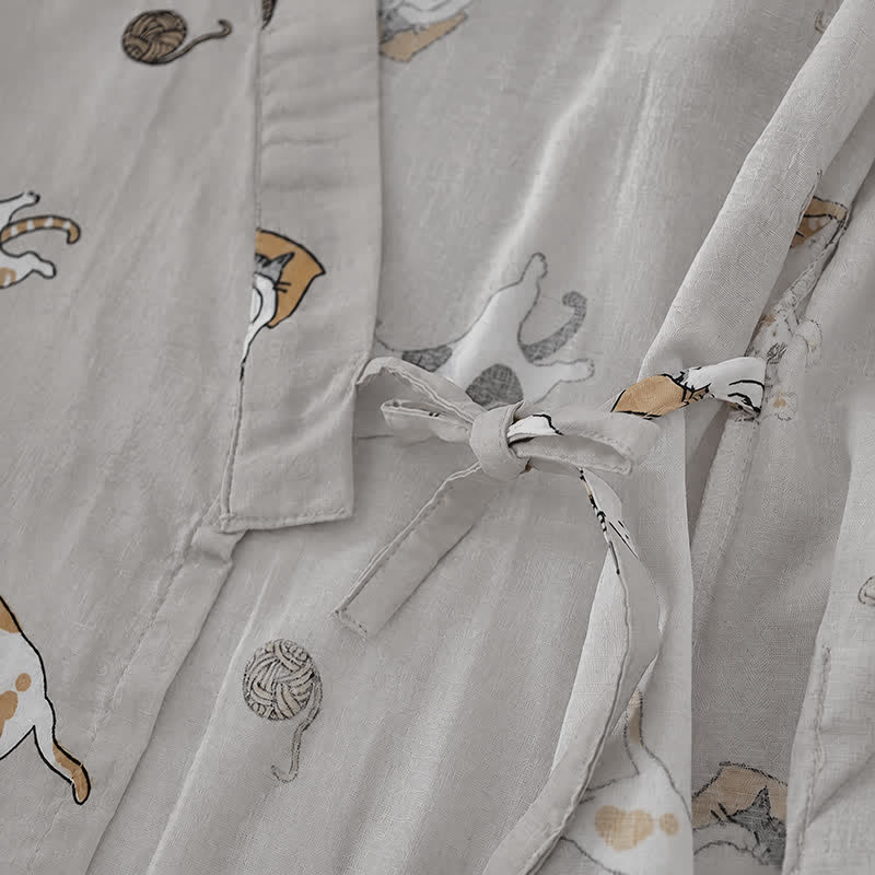 Couple Matching Cat Cotton Kimono Loungewear - image 16