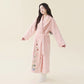 Floral Embroidered Long Shawl Collar Bathrobe - Pink - XL - image 5