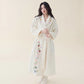 Floral Embroidered Long Shawl Collar Bathrobe - image 1