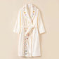 Floral Embroidered Long Shawl Collar Bathrobe - image 3
