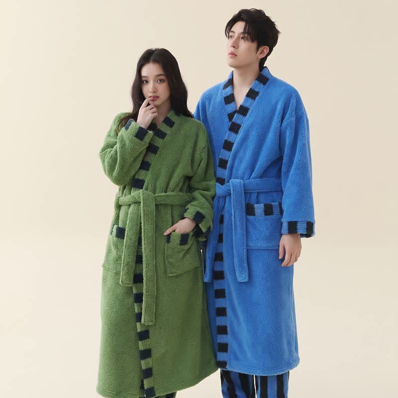 Soft Contrast Trim Plush Fleece Robe - image 0
