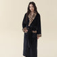Leopard Trim Long Plush Fleece Bathrobe - image 5