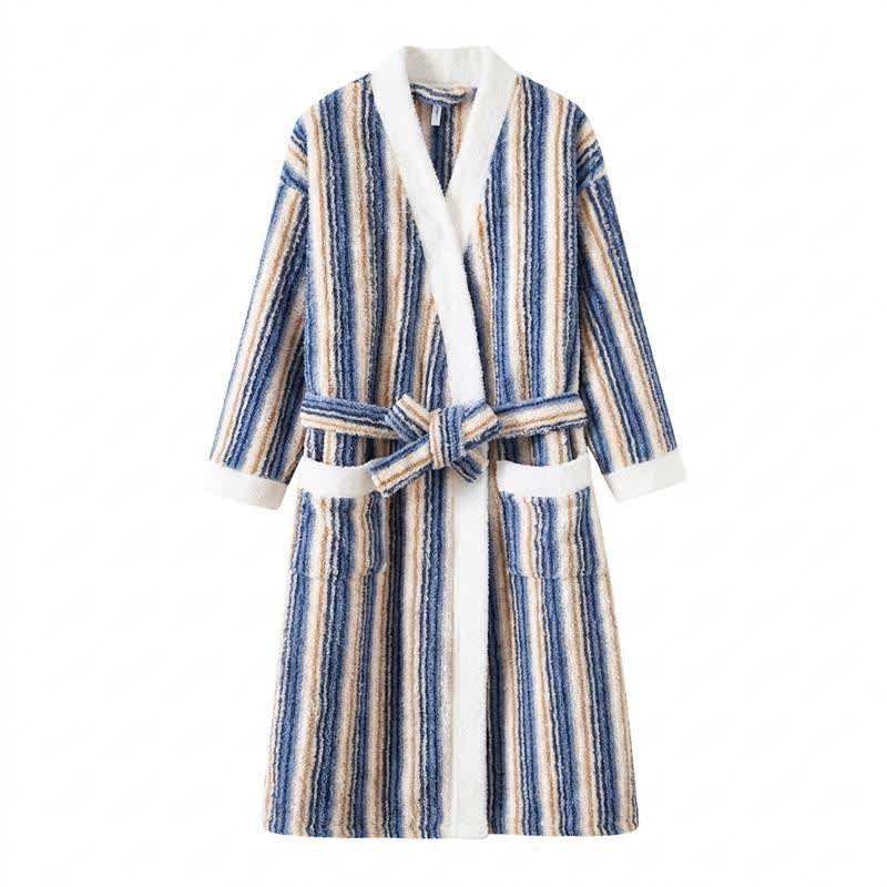 Longline Striped Fleece Kimono Bathrobe - image 10