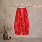 Red Floral Cotton Loungewear Pants - image 0