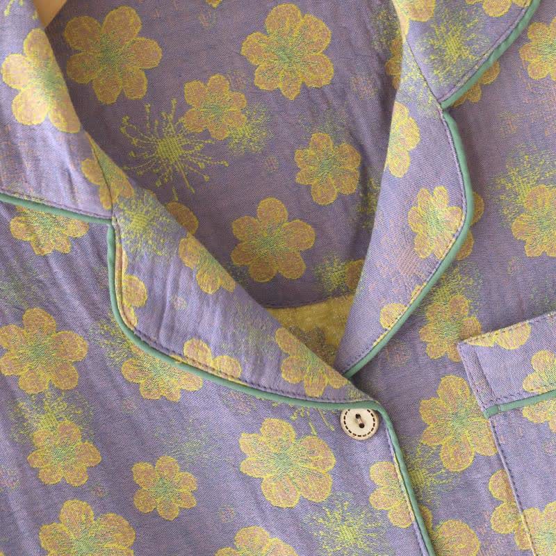 Floral Piped Cotton Gauze Sleepwear Set - image 2