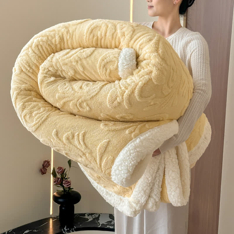 Embossed Fluffy Sherpa Throw Blanket - Yellow - 79"W x 90"L - image 8