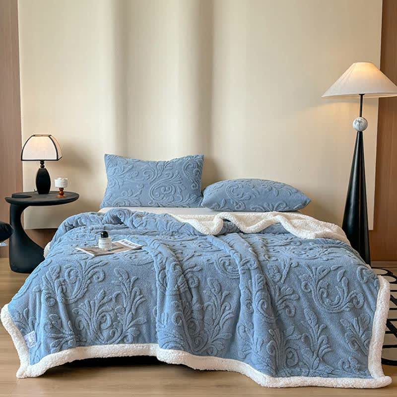 Embossed Fluffy Sherpa Throw Blanket - image 19