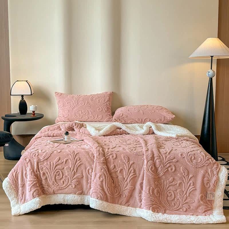 Embossed Fluffy Sherpa Throw Blanket - image 29