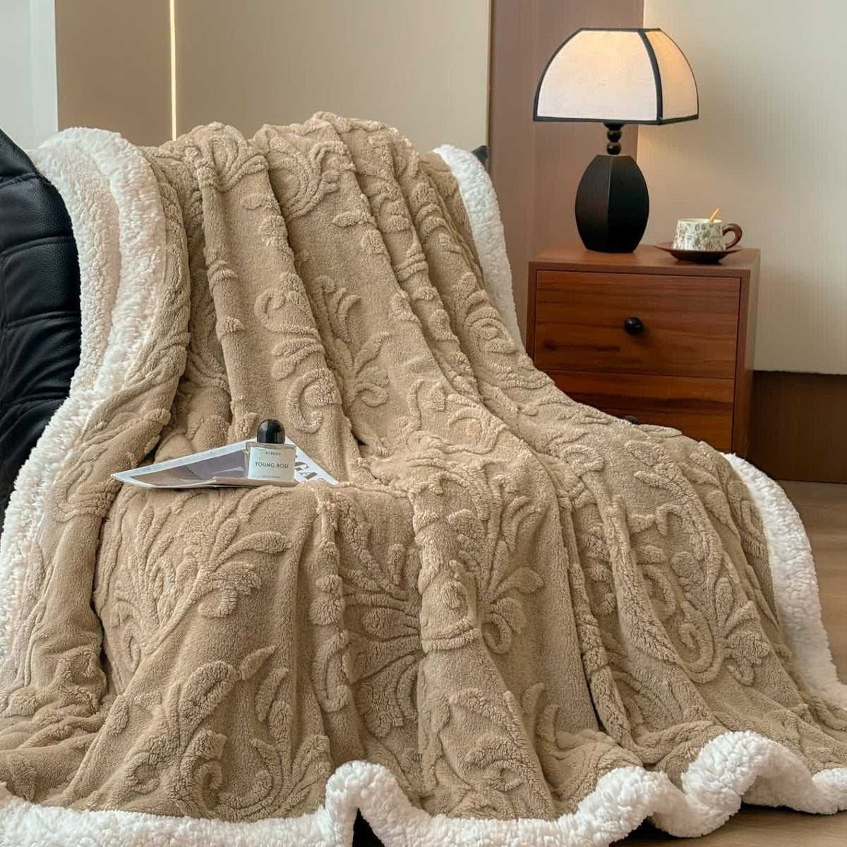 Embossed Fluffy Sherpa Throw Blanket - image 26