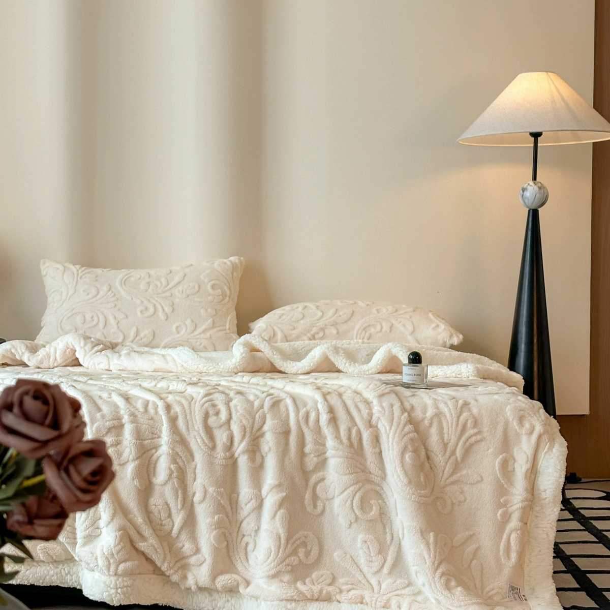 Embossed Fluffy Sherpa Throw Blanket - image 3