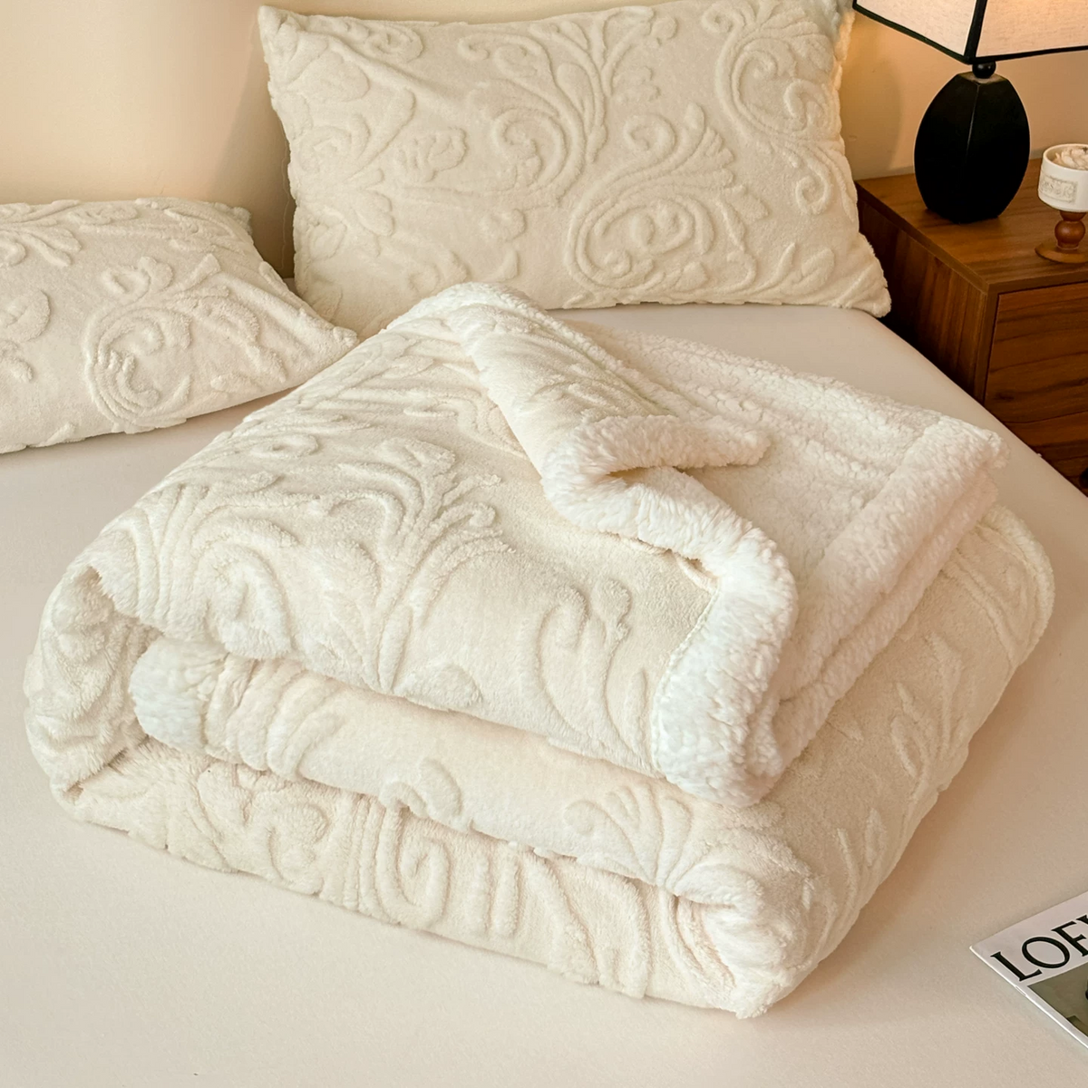 Embossed Fluffy Sherpa Throw Blanket - image 6