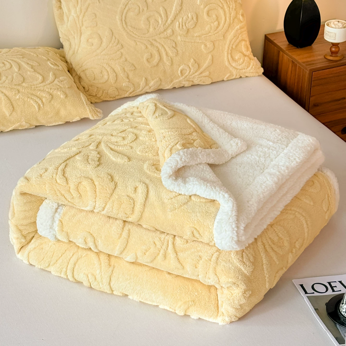 Embossed Fluffy Sherpa Throw Blanket - image 12