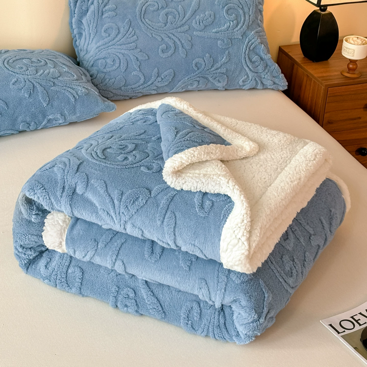 Embossed Fluffy Sherpa Throw Blanket - image 21
