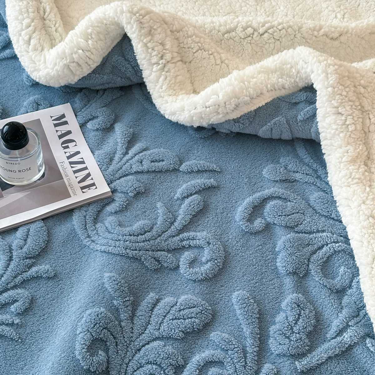 Embossed Fluffy Sherpa Throw Blanket - image 22