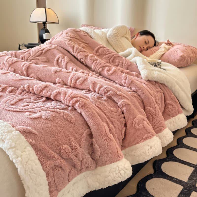 Embossed Fluffy Sherpa Throw Blanket - image 30