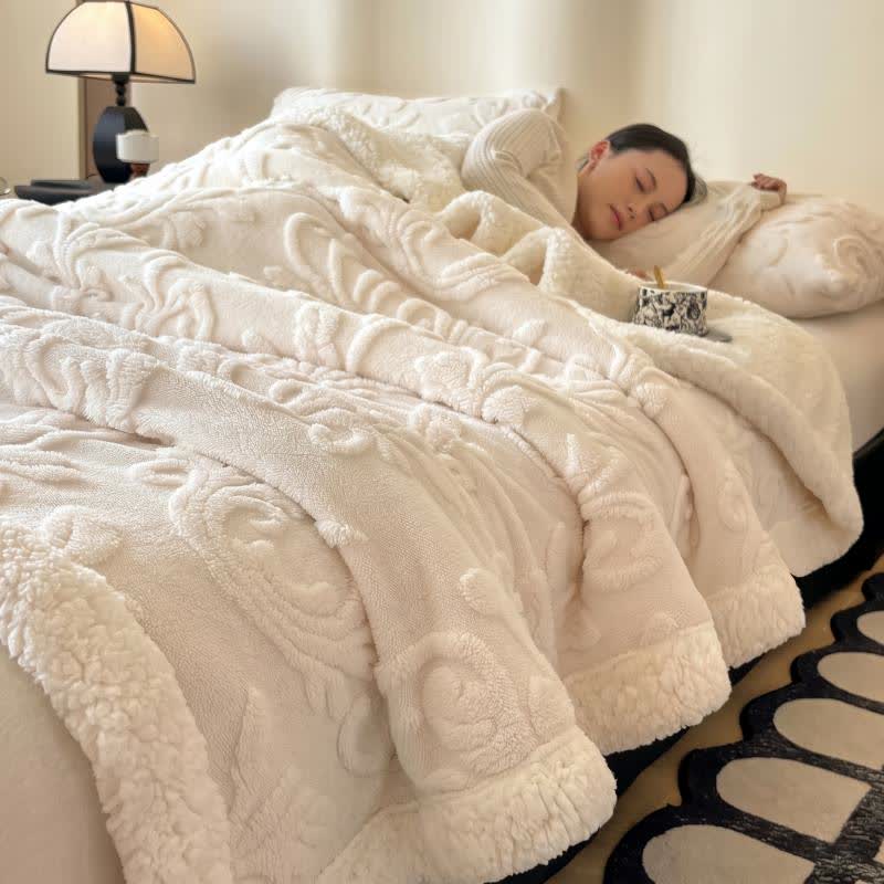 Embossed Fluffy Sherpa Throw Blanket - image 2