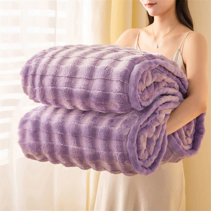 Grid Embossed Thickened Thermal Blanket - Purple - 79"W x 90"L - image 18
