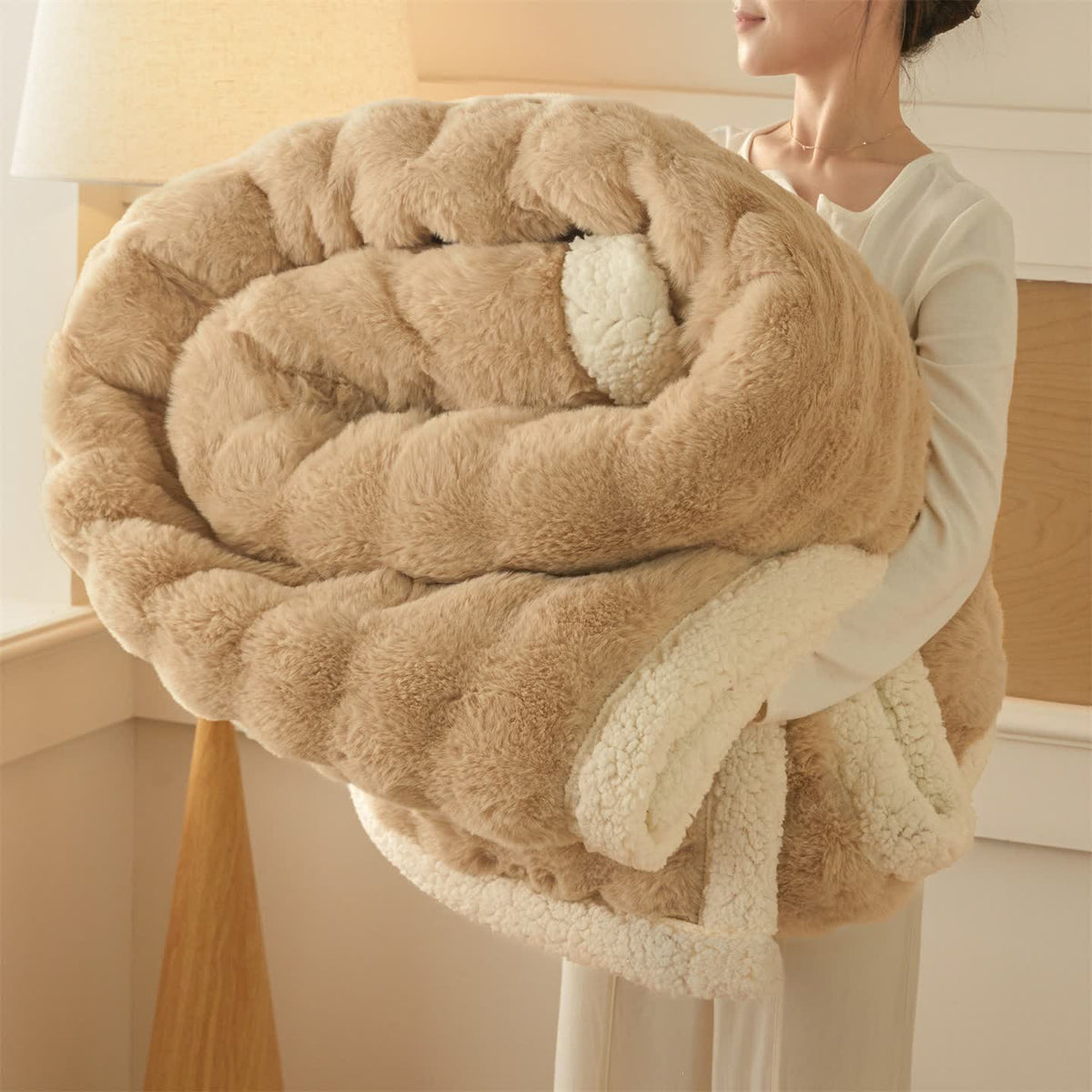 Wavy Plush Fleece Double-Layer Sherpa Blanket - image 0