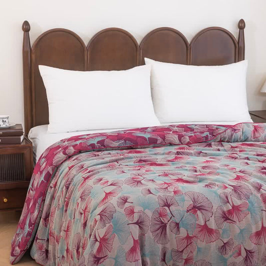 Watercolor Ginkgo Leaf Cotton Gauze Quilt - Beige - Summer Quilt - King - image 0