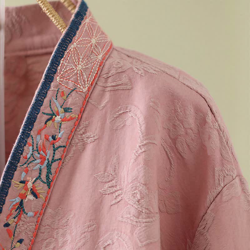 Vintage Cotton Linen Frog Button Lounge Top - image 4