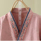 Vintage Cotton Linen Frog Button Lounge Top - image 1