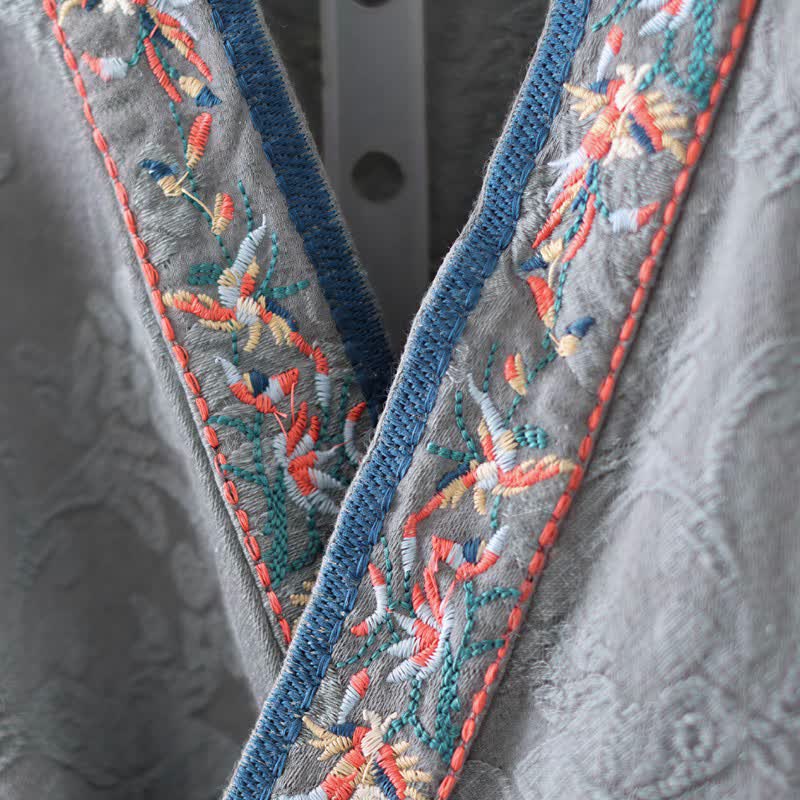 Vintage Cotton Linen Frog Button Lounge Top - image 17
