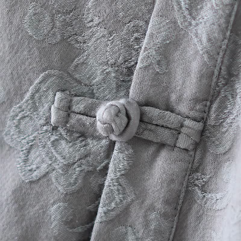 Vintage Cotton Linen Frog Button Lounge Top - image 19