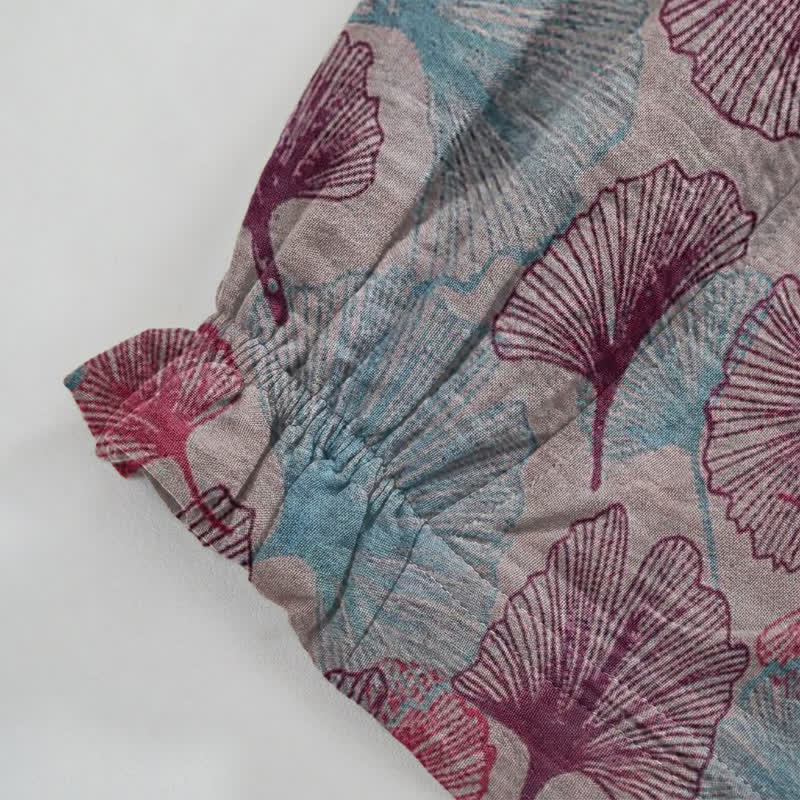 Relaxed Ginkgo Leaf Cotton Harem Pants - image 11