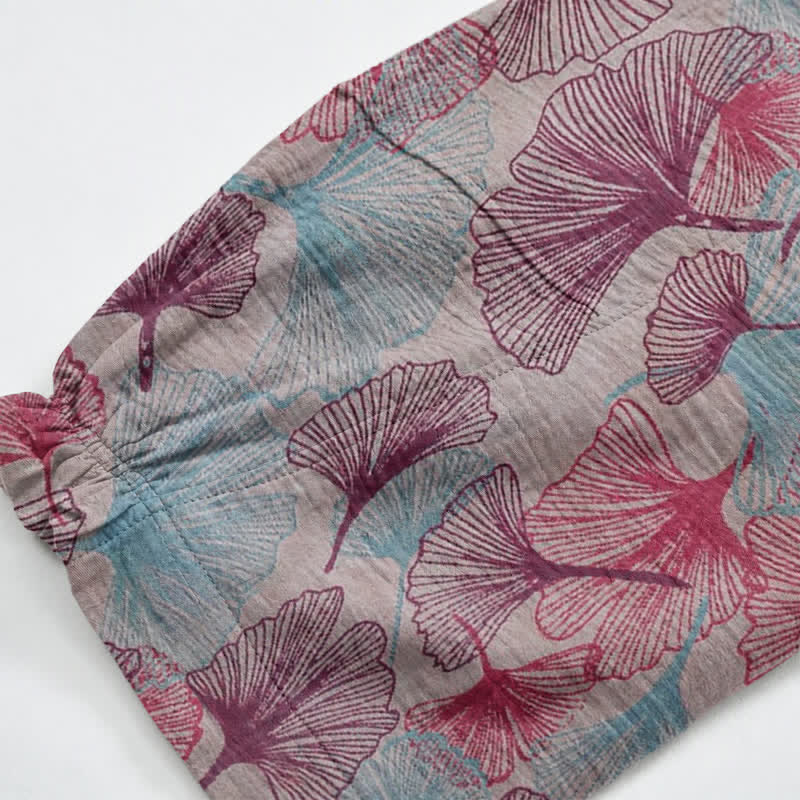 Relaxed Ginkgo Leaf Cotton Harem Pants - image 10