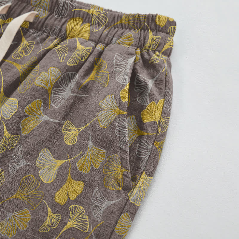 Retro Ginkgo Leaf Cotton Lounge Pants - image 21
