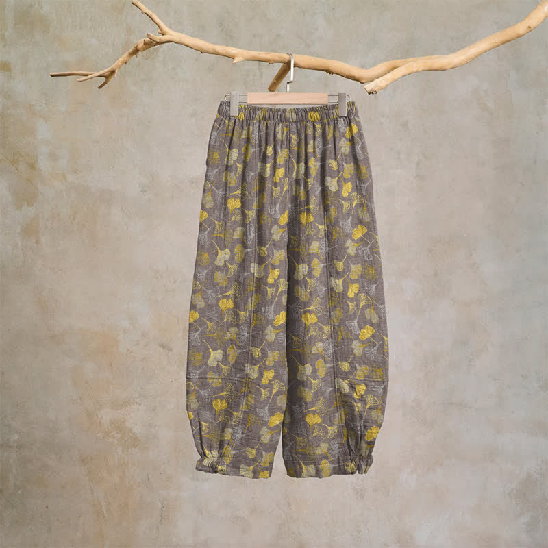 Retro Ginkgo Leaf Cotton Lounge Pants - image 19