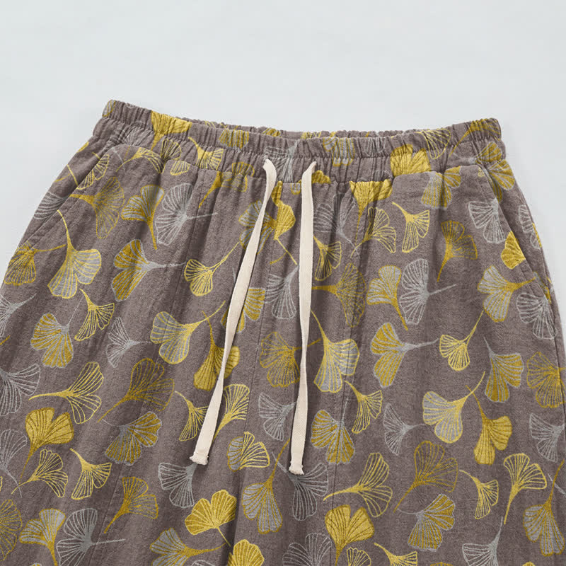 Retro Ginkgo Leaf Cotton Lounge Pants - image 20