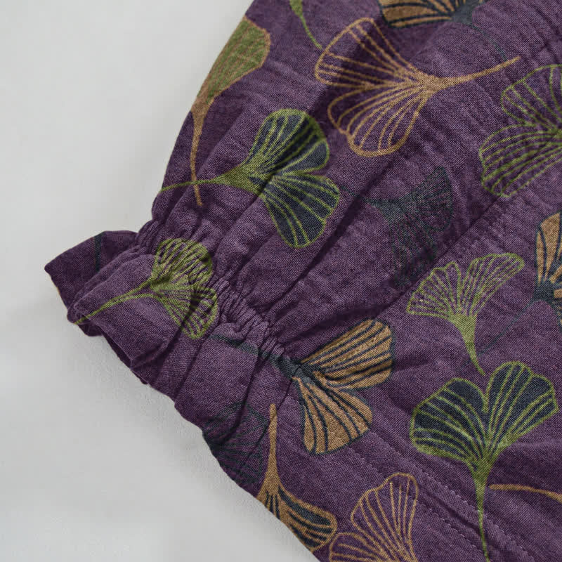 Retro Ginkgo Leaf Cotton Lounge Pants - image 17