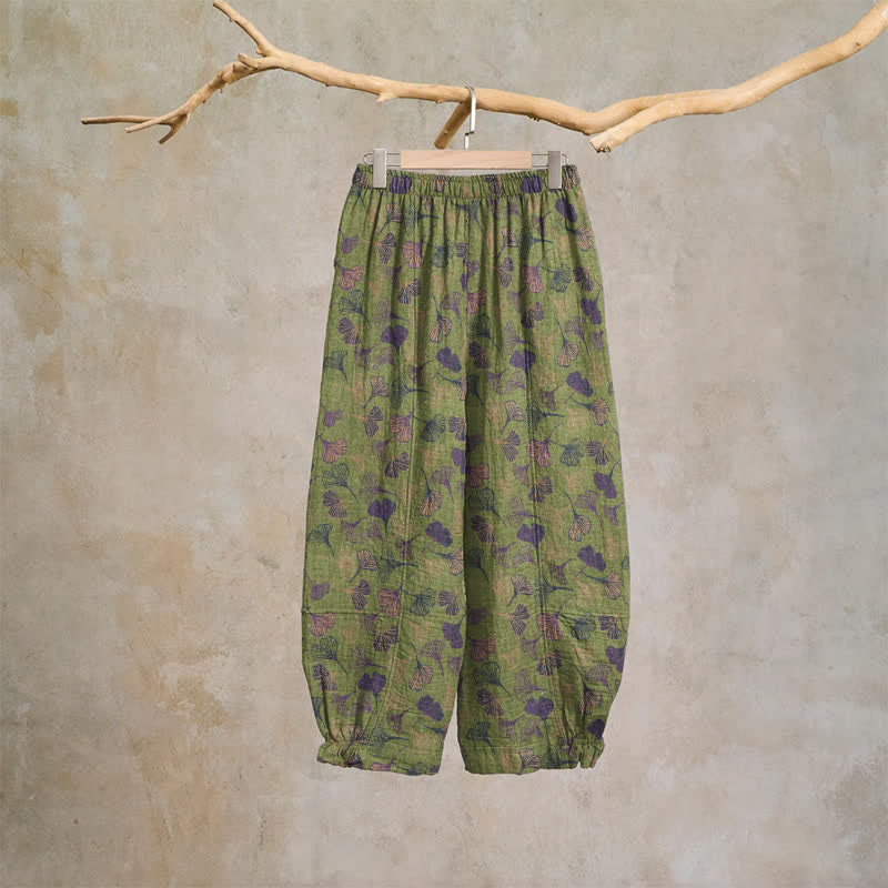 Retro Ginkgo Leaf Cotton Lounge Pants - image 7