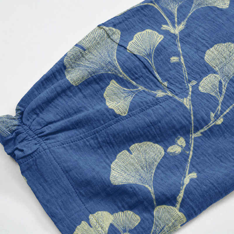 Ginkgo Branch Cotton Harem Pants with Pockets - image 10