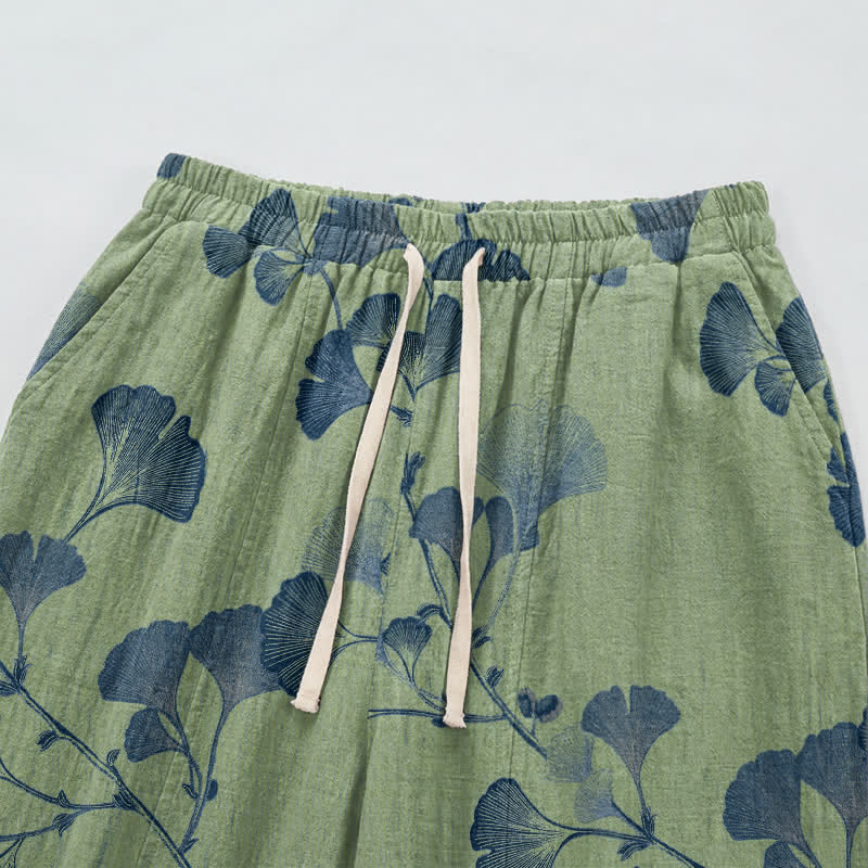 Ginkgo Branch Cotton Harem Pants with Pockets - image 20