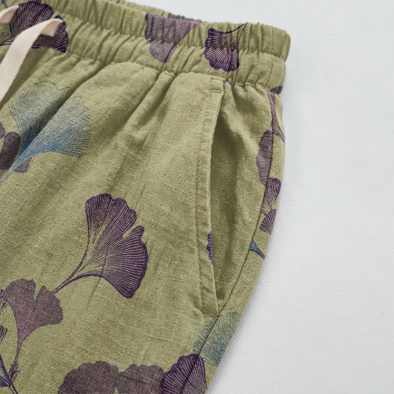 Ginkgo Branch Cotton Harem Pants with Pockets - image 15