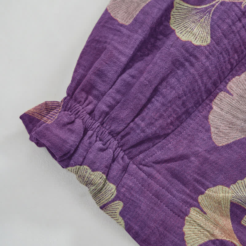 Ginkgo Branch Cotton Harem Pants with Pockets - image 5