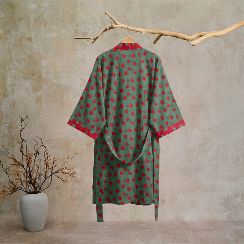 Vintage Polka Dot Cotton Kimono Robe - image 6