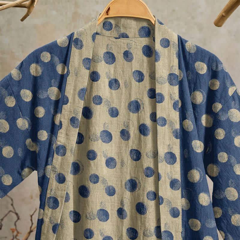 Vintage Polka Dot Cotton Kimono Robe - image 12