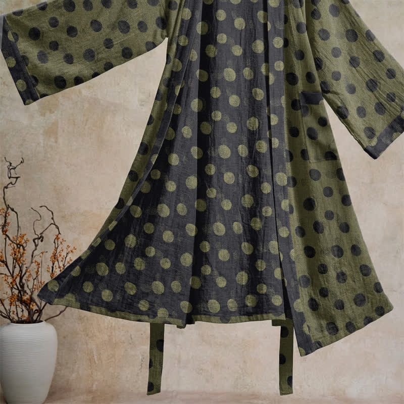 Vintage Polka Dot Cotton Kimono Robe - image 28