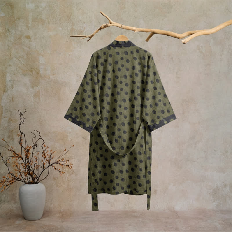 Vintage Polka Dot Cotton Kimono Robe - image 26