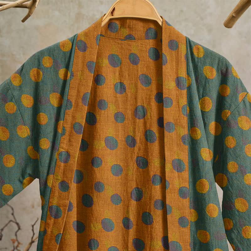 Vintage Polka Dot Cotton Kimono Robe - image 32