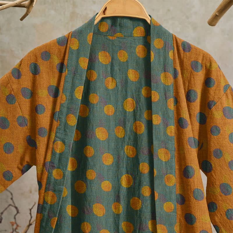 Vintage Polka Dot Cotton Kimono Robe - image 37