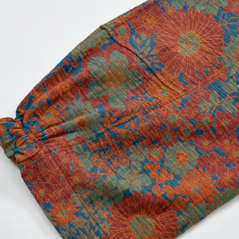Artistic Ethnic Flower Cotton Lounge Pants - image 4