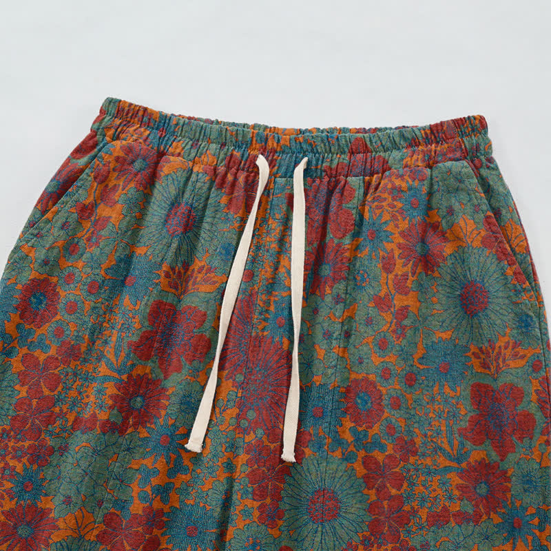 Artistic Ethnic Flower Cotton Lounge Pants - image 8