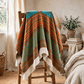 Colorful Geometric Woven Poncho Shawl Wrap - image 8