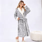 Soft Flower Coral Fleece Bath Robe - Light Gray - One Size - image 15